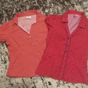 Polka dot pin up button down tops